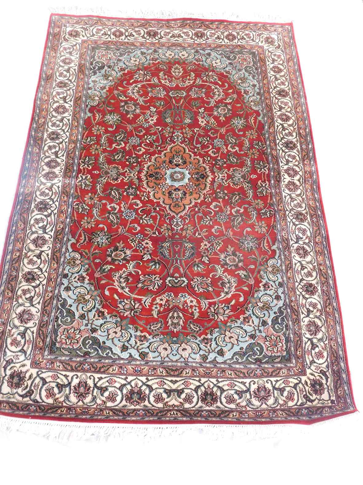 Size 3x 4 feet's Hand-made Carpet(Silk-Weave-Silk-base)-(KE-44)