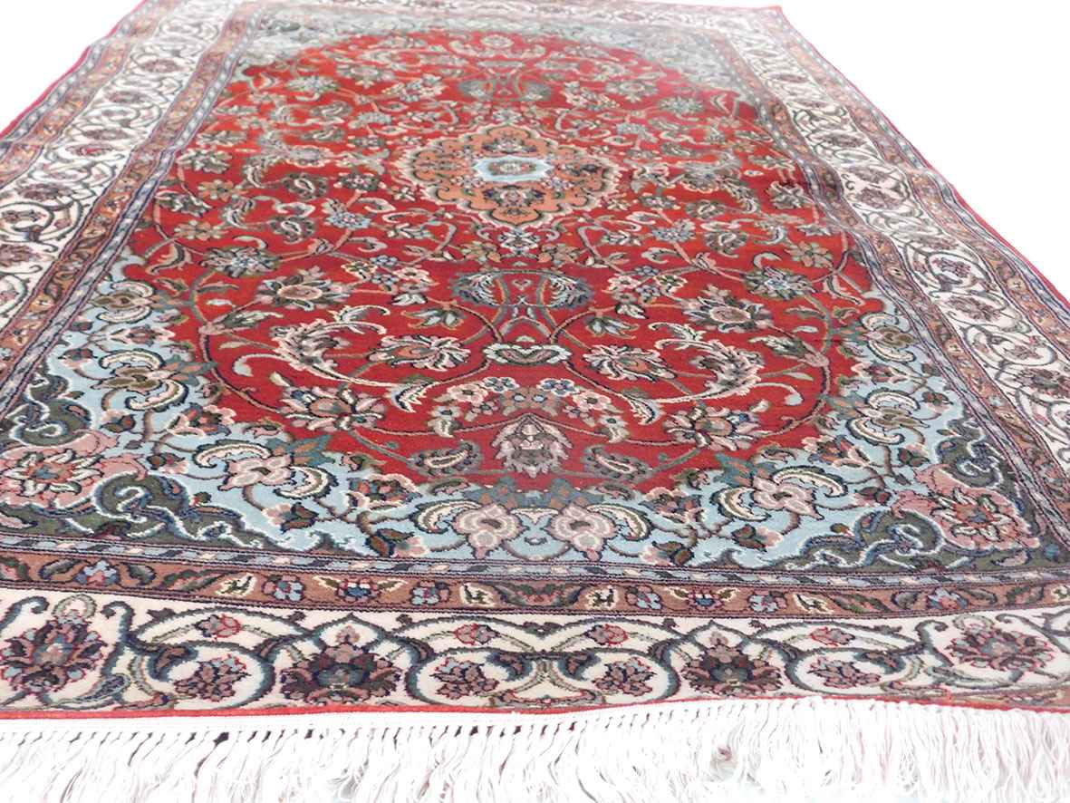 Size 3x 4 feet's Hand-made Carpet(Silk-Weave-Silk-base)-(KE-44)