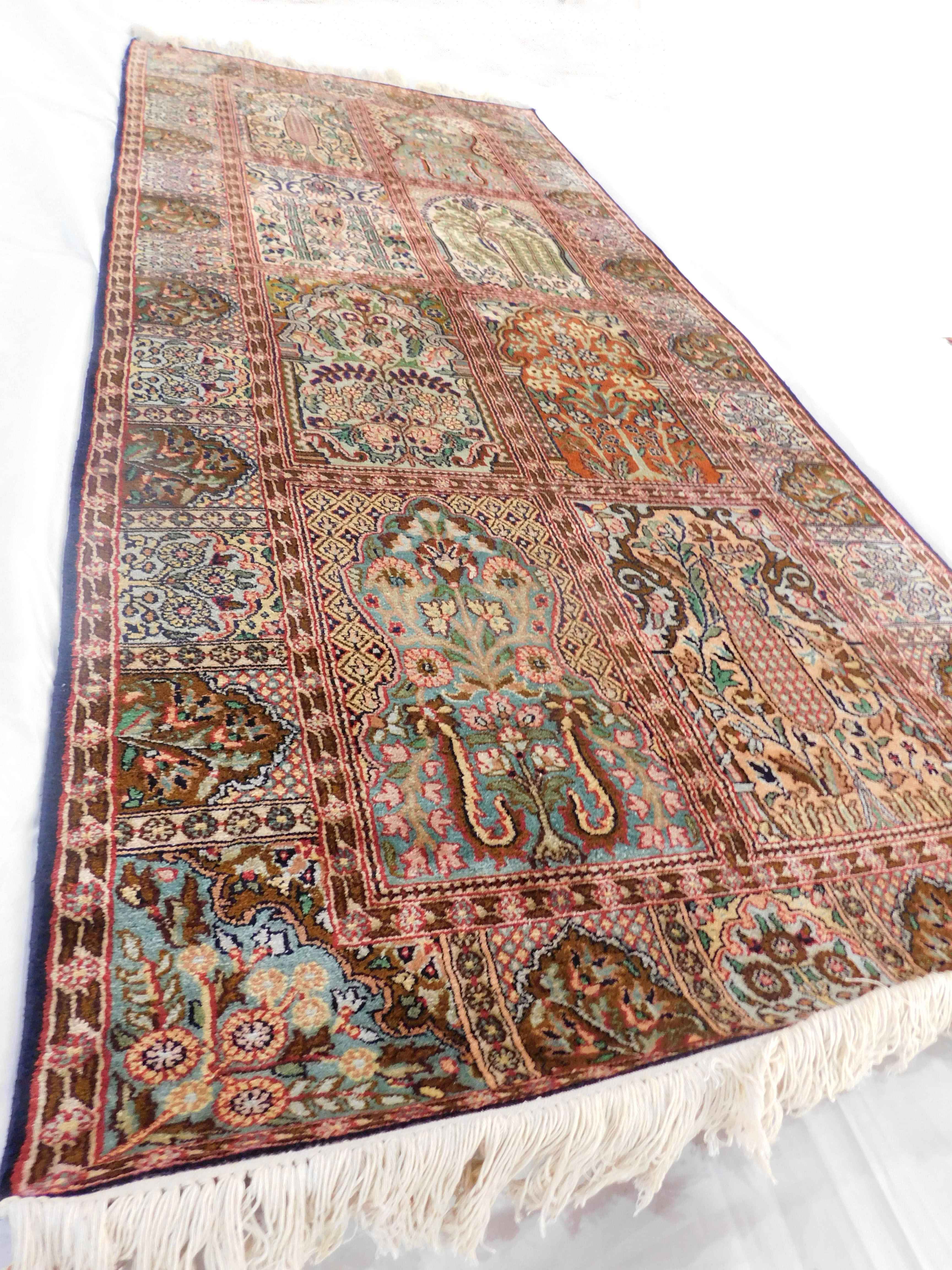 Size 2.5x6  feet's Hand-made Carpet(Silk-Weave-Silk-base)-(KE-49)