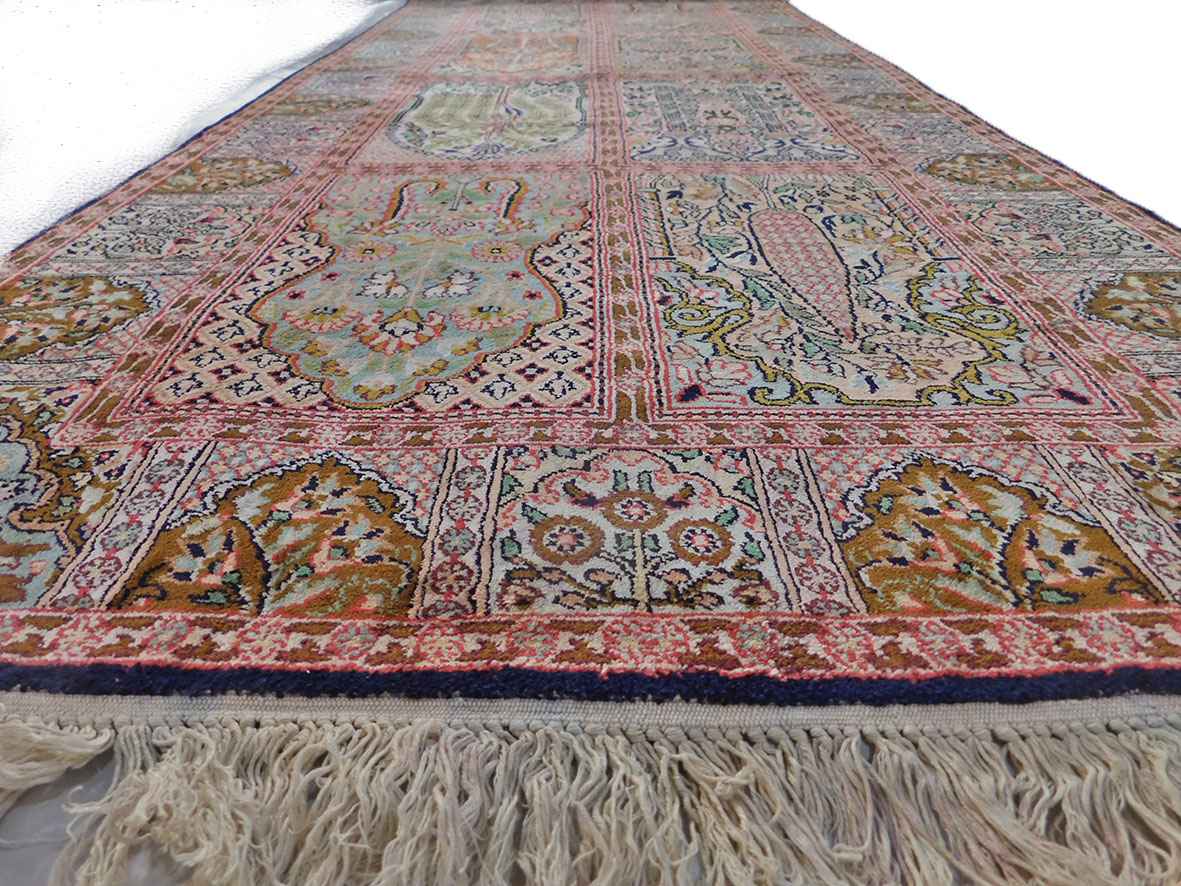 Size 2.5x6  feet's Hand-made Carpet(Silk-Weave-Silk-base)-(KE-49)