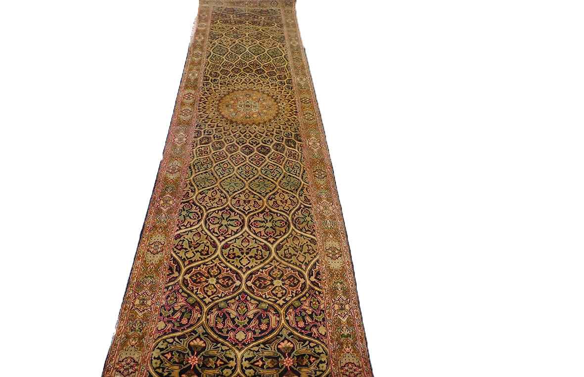 Size 2.5x10  feet's Hand-made Carpet(Silk-Weave-silk-base)-(KE-50)