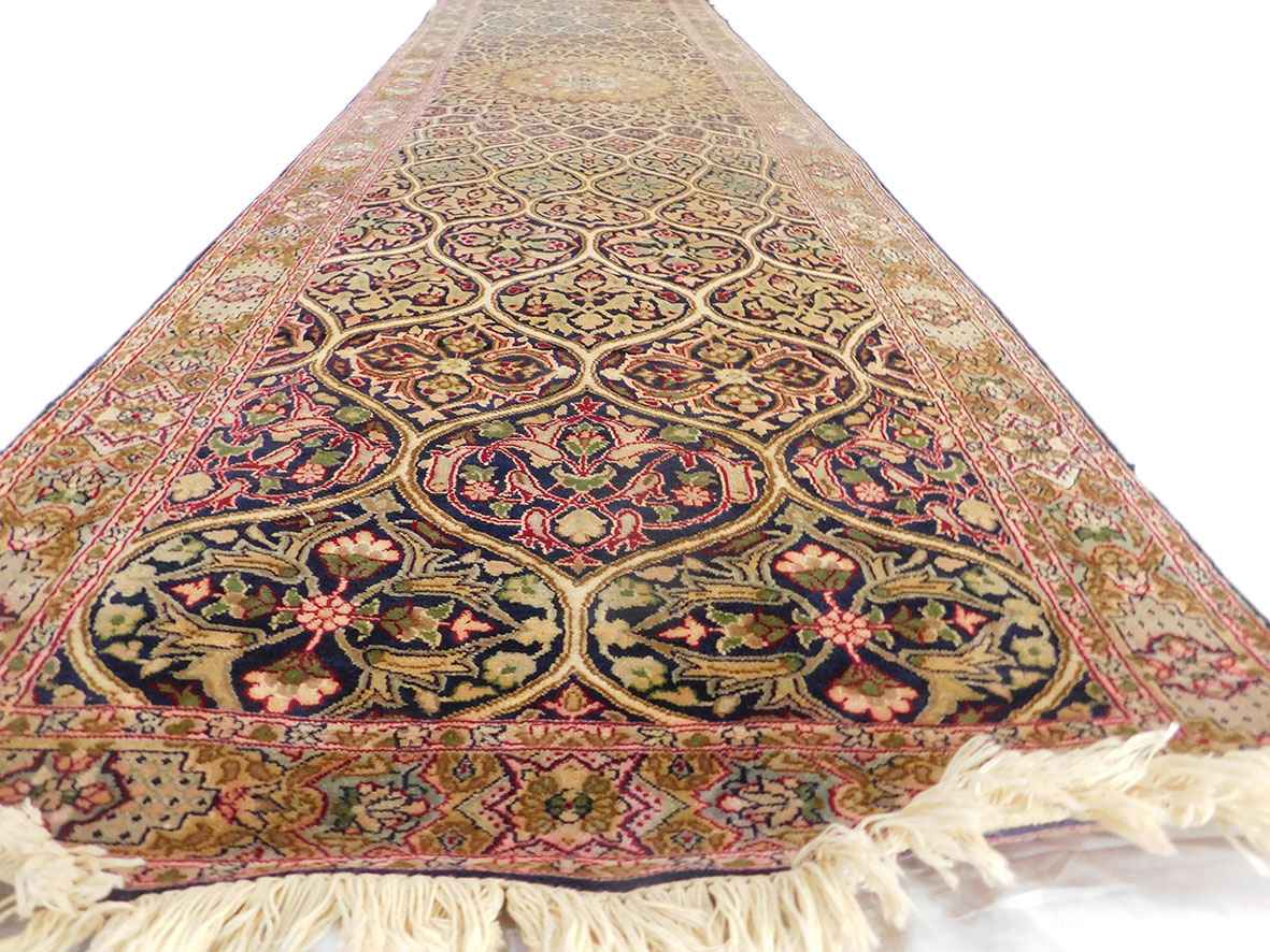 Size 2.5x10  feet's Hand-made Carpet(Silk-Weave-silk-base)-(KE-50)