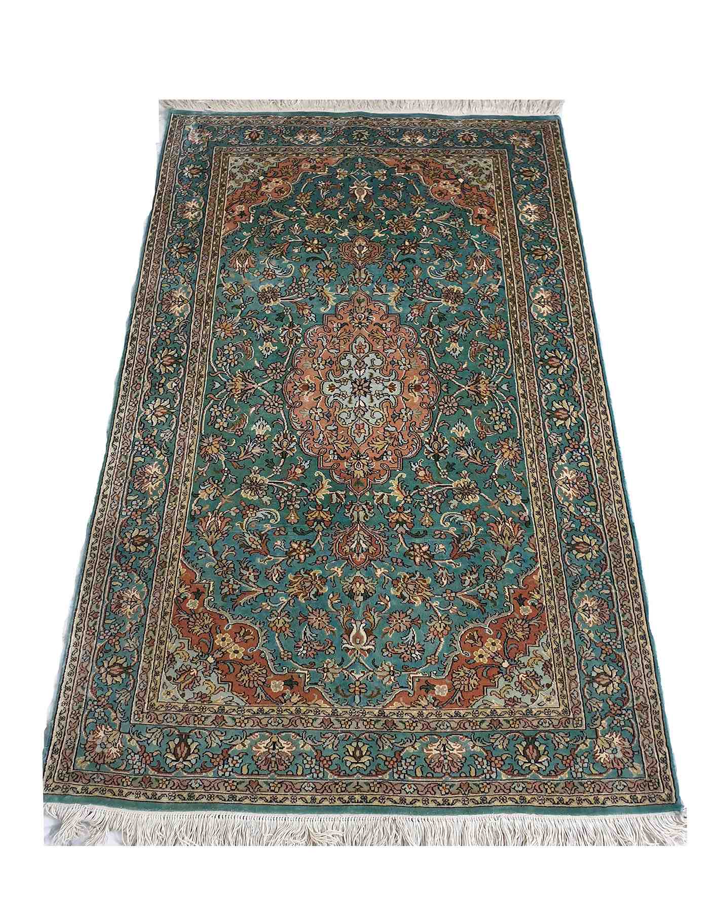 Size 3x 5  feet's Hand-made Carpet(Silk-Weave-Silk-base)-(KE-42)