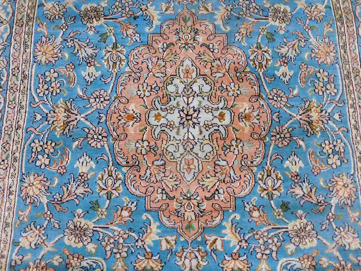 Size 3x 5  feet's Hand-made Carpet(Silk-Weave-Silk-base)-(KE-42)